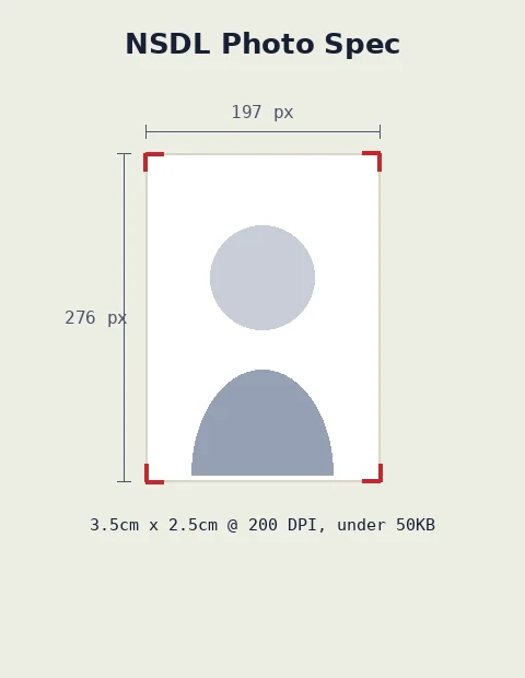 NSDL PAN card photo dimensions diagram: 197 by 276 pixels